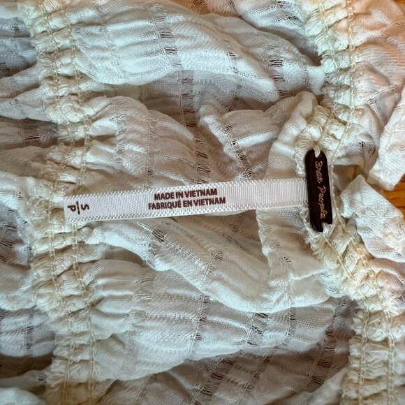 Free People Hailey Crop Long Sleeve Blouse Cuffs Boho Ivory Cream Festival S - Picture 8 of 9